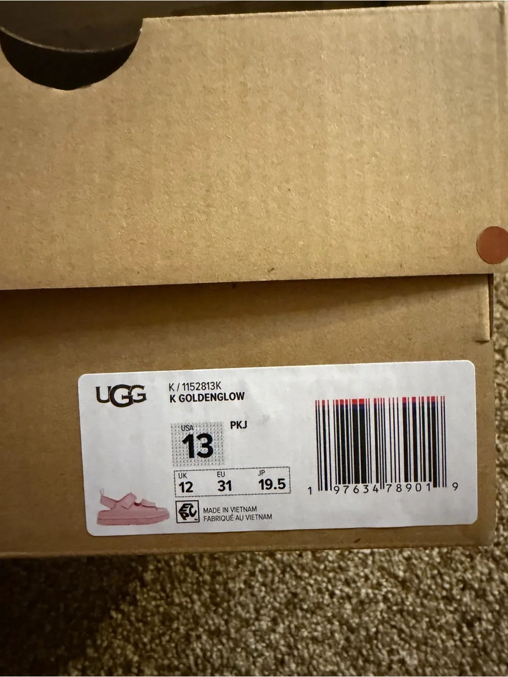 UGG K Goldenglow Pink Strappy Platform Sandals Size 13 Kids
